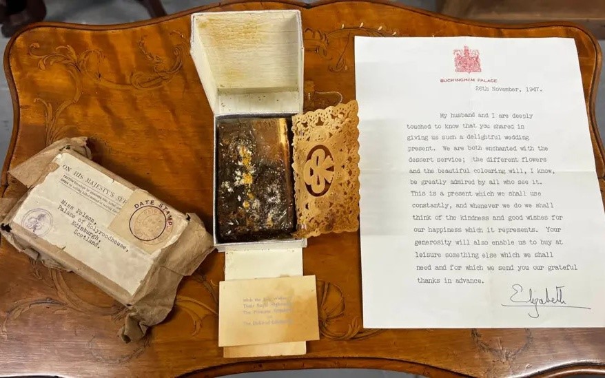 Slice of Queen's wedding cake sells for £2k